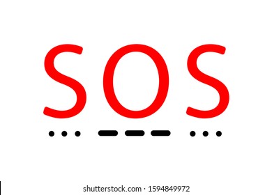 SOS. Request for help. International Morse code.  Vector illustration