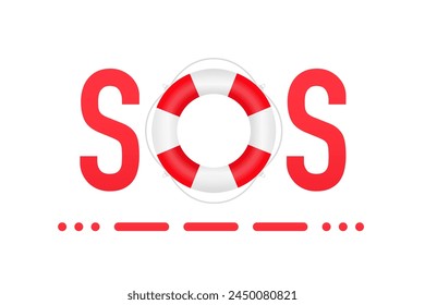 SOS. Bitte um Hilfe. In: International Morse Code. SOS Logo Design auf weißem Hintergrund. Vektorillustration