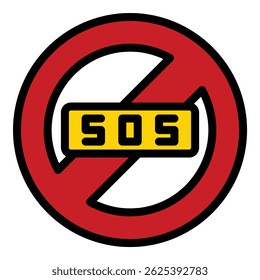 Sos restricted icon outline vector. Emergency call. Alarm button color flat