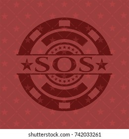 SOS retro style red emblem
