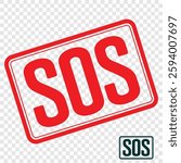 SOS, rubber stamp and design vector 