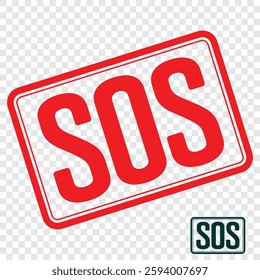 SOS, rubber stamp and design vector 