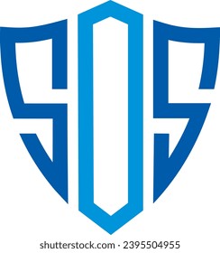 SOS Shield icon logo design, vector file 