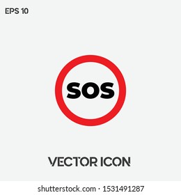 "SOS" sign vector icon. Premium quality.