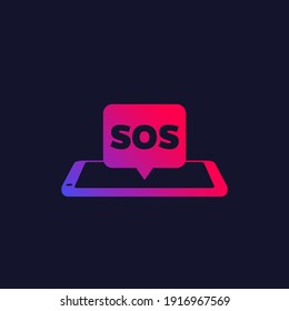 SOS signal in the phone, vector