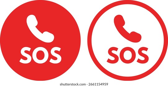 SOS signs in two styles . SOS emergency icon set . Vector illustration