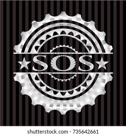 SOS silvery badge