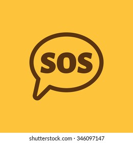 The sos speech bubble icon. Flat Vector illustration