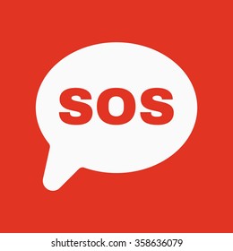 The sos speech bubble icon. Flat Vector illustration