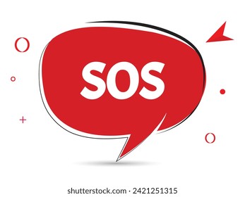 SOS speech bubble text. Banner and Poster. vector illustration.