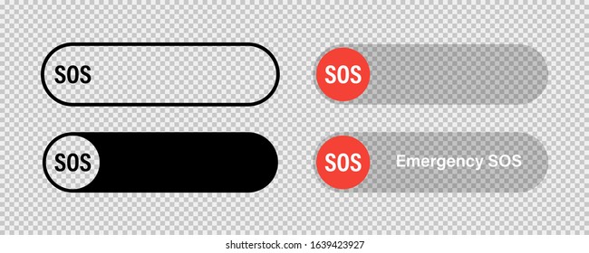 SOS switch red toggle button vector isolated icon. Emergency red switch icon. Round button. Button with switch. EPS 10