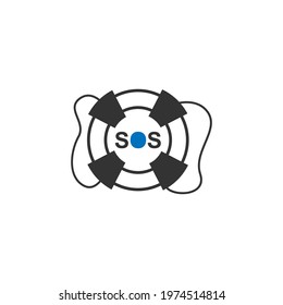SOS symbol icon design concept vector template illustration