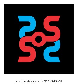 SOS text logo vector forming a Square, for free design.