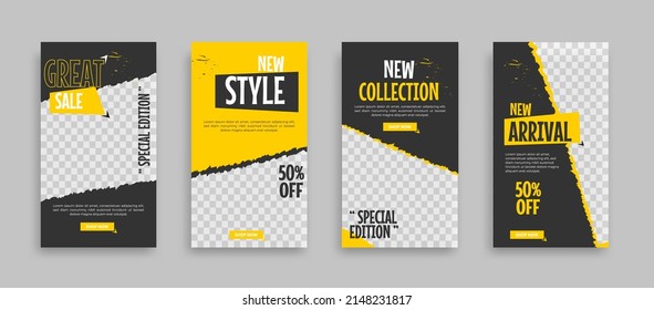 Sosial media post and story template for ads promomotion Vector 