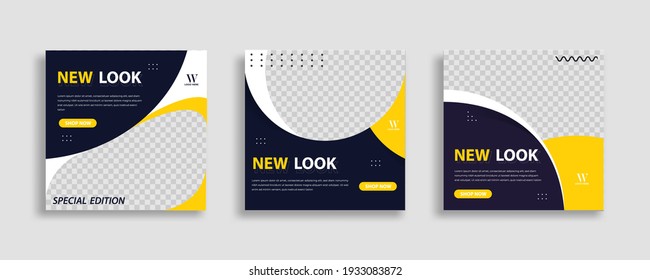 Sosial Media Post With Yellow And Black Background. For Internet Ads, Web And Digital Promotion. Vector Illustration