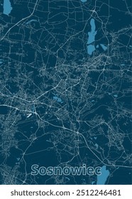 Sosnowiec, Poland artistic blueprint poster map