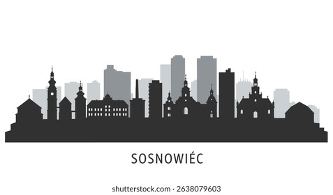 Sosnowiec Skyline City Silhouette Poland.