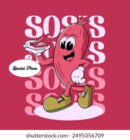 Sossis Special Menu Today Vintage Mascot Logo