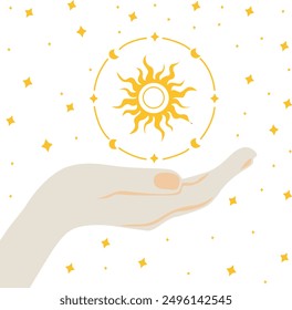 soteric mystical print vector with spiritual symbols.