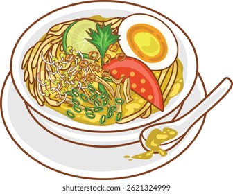 Soto Ayam Delight – Indonesian Chicken Soup Vector Illustration