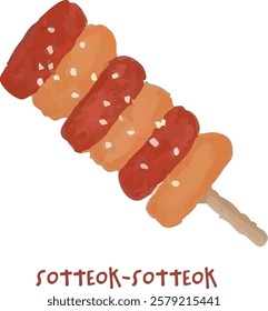 sottoek sottoek, Korean Food hand drawn Illustration Yummy on white background, isolated background