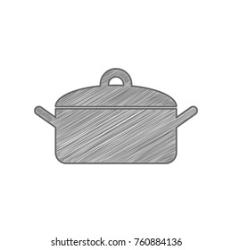 Soucepan, pan icon. Vector. Shaded gray icon on white background. Isolated.