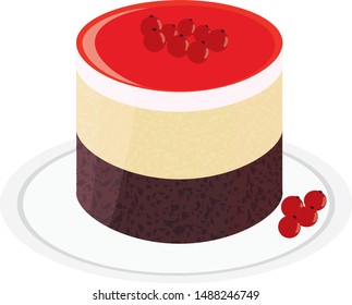 souffle cake with chocolate cake and currant berries