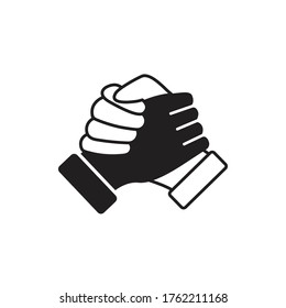 Soul brother handshake icon, thumb clasp handshake or homie handshake isolated on white background, friendship or deal business concept, vector icon for apps and websites