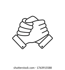 Soul brother handshake icon, thumb clasp handshake or homie handshake isolated on white background, friendship or deal business concept, vector icon for apps and websites