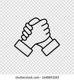 Soul brother handshake thumb clasp homie line icon on a transparent background