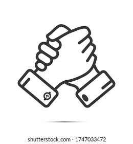 Soul brother handshake, thumb clasp handshake or homie handshake line art vector icon for apps and websites