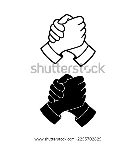 Soul brother handshake, thumb clasp handshake or homie handshake line art vector icon for apps and websites