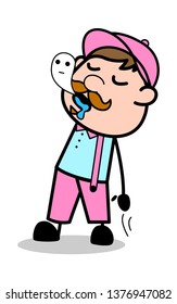 Soul Come Out From Body - Retro Delivery Man Vendor Vector Illustration