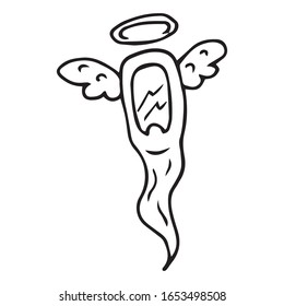 Soul concept with wings. Vector illustration of an angel with wings.