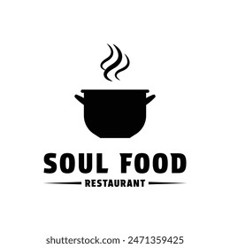 Soul food pot logo design vintage retro