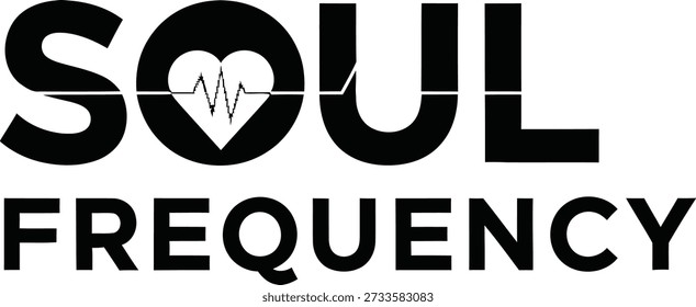 Soul Frequency sound wave typography t-shirt design vector illustration for music audio passion spiritual energy and creative rhythm on transparent background.
