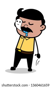 Soul Goes Out from Body - Indian Cartoon Man Father Vector Illustration