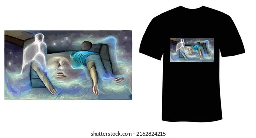 soul leaving body again t  shirt   apparel horror design vector illustration