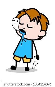 Soul Leaving the Body- School Boy Cartoon Character Vector Illustration