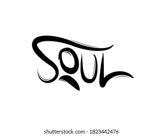 Soul Lettering Text on white background in vector illustration