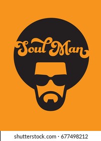 Soul Man Retro Illustration
Vector design of funky soul man with afro on orange background.