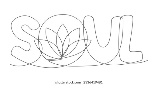 Soul One line drawing isolated on white background