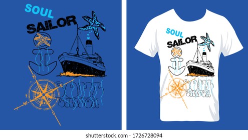 soul sailor ship design vector t-shirt print
