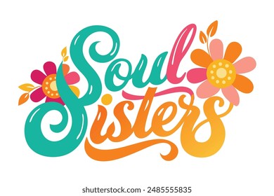 Soul Sister Quote with Floral and Butterfly Design for Spring and Summer Fashion