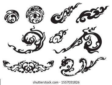 soul or smoke tribal tattoo element motif vector set  