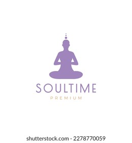 soul treatment yoga wellness sit relax colorful modern logo design vector