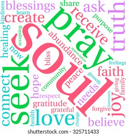 Soul word cloud on a white background. 
