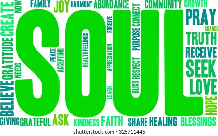 Soul word cloud on a white background. 