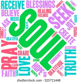 Soul word cloud on a white background. 