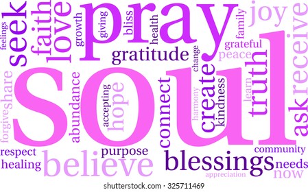 Soul word cloud on a white background. 
